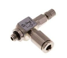 Válvula reguladora de caudal Codo de salida de contador 4 mm - Tornillo moleteado de latón M5