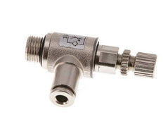 Válvula reguladora de caudal Codo de salida de contador 4 mm - G1/8'' Tornillo moleteado de latón