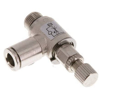 Válvula reguladora de caudal Codo de salida de contador 6 mm - G1/8'' Tornillo moleteado de latón