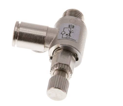 Válvula reguladora de caudal Codo de salida de contador 6 mm - G1/8'' Tornillo moleteado de latón