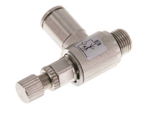 Válvula reguladora de caudal Codo de salida de contador 6 mm - G1/8'' Tornillo moleteado de latón