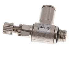 Válvula reguladora de caudal Codo de salida de contador 6 mm - G1/8'' Tornillo moleteado de latón