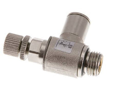 Válvula reguladora de caudal Codo de salida de contador 8 mm - G1/4'' Tornillo moleteado de latón