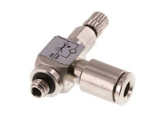 Válvula de control de flujo Codo Meter-In 4 mm - Tornillo moleteado de latón M5