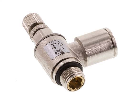 Válvula de control de flujo Codo de medición 8 mm - G1/8'' Tornillo moleteado de latón