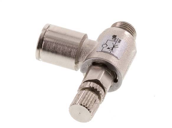 Válvula de control de flujo Codo de medición 8 mm - G1/8'' Tornillo moleteado de latón