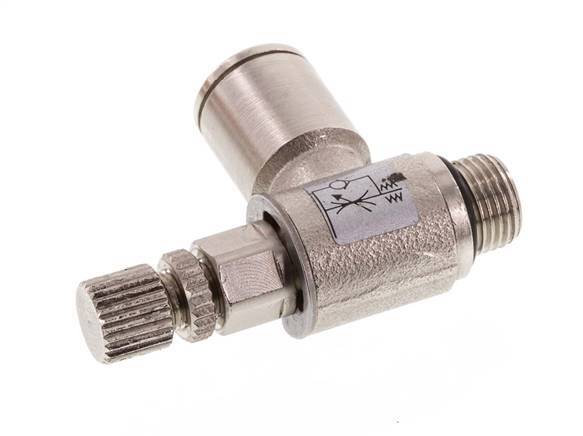 Válvula de control de flujo Codo de medición 8 mm - G1/8'' Tornillo moleteado de latón