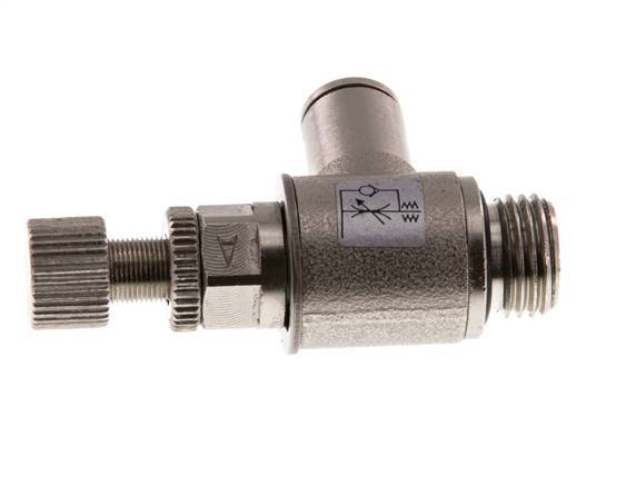Válvula de control de flujo Codo de medición 6 mm - G1/4'' Tornillo moleteado de latón