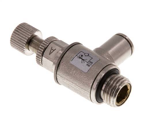 Válvula de control de flujo Codo de medición 6 mm - G1/4'' Tornillo moleteado de latón