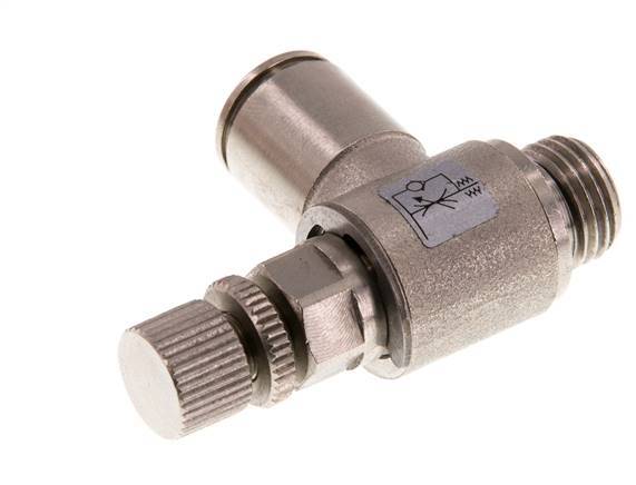 Válvula de control de flujo Codo para medidor 10 mm - G1/4'' Tornillo moleteado de latón