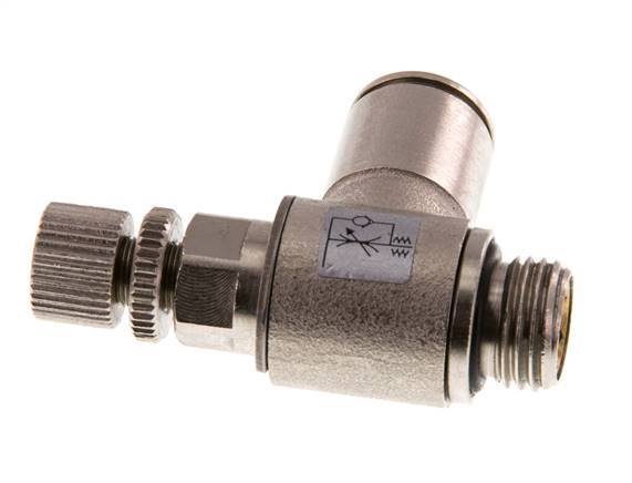 Válvula de control de flujo Codo para medidor 10 mm - G1/4'' Tornillo moleteado de latón