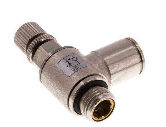 Válvula de control de flujo Codo para medidor 10 mm - G1/4'' Tornillo moleteado de latón
