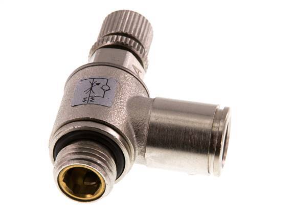 Válvula de control de flujo Codo para medidor 10 mm - G1/4'' Tornillo moleteado de latón