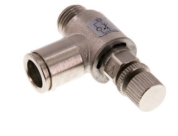 Válvula de control de flujo Codo para medidor 10 mm - G1/4'' Tornillo moleteado de latón