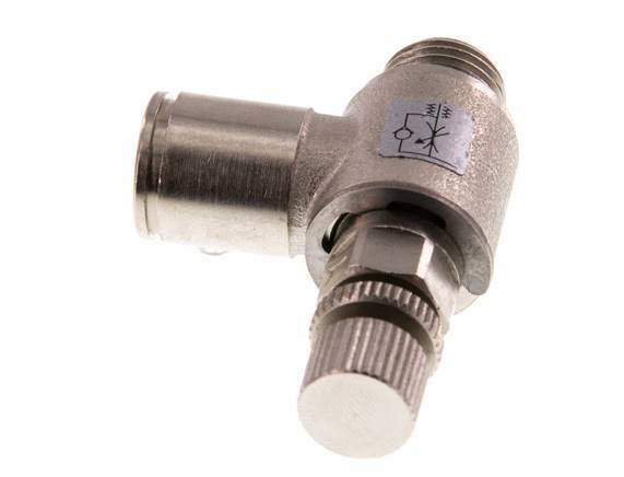 Válvula de control de flujo Codo para medidor 10 mm - G1/4'' Tornillo moleteado de latón