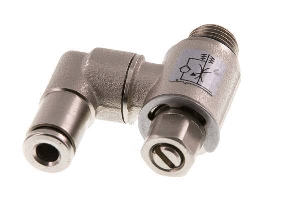 Válvula de control de flujo Meter-In Giratoria 4 mm - G1/8'' Tornillo ranurado de latón