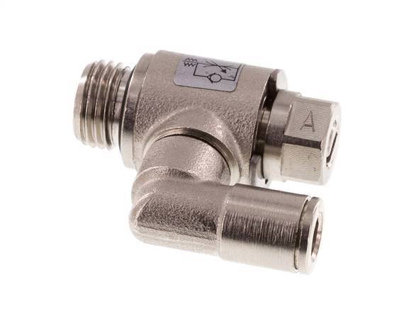 Válvula de control de flujo Meter-In Giratoria 6 mm - G1/4'' Tornillo ranurado de latón