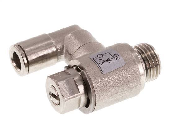 Válvula de control de flujo Meter-In Giratoria 6 mm - G1/4'' Tornillo ranurado de latón