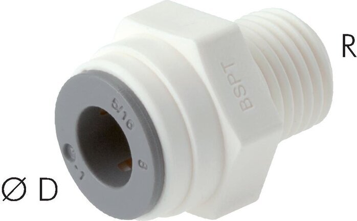 10mm x R1/8'' Push-in Fitting with Male Threads POM EPDM [5 Pieces]