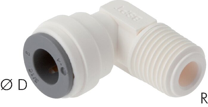 1/4'' x R1/8'' 90deg Elbow Push-in Fitting with Male Threads POM EPDM [10 Pieces]