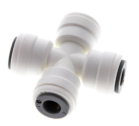 6mm Cross Push-in Fitting POM EPDM FDA [2 Pieces]