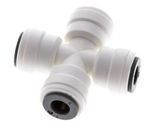 6mm Cross Push-in Fitting POM EPDM FDA [2 Pieces]