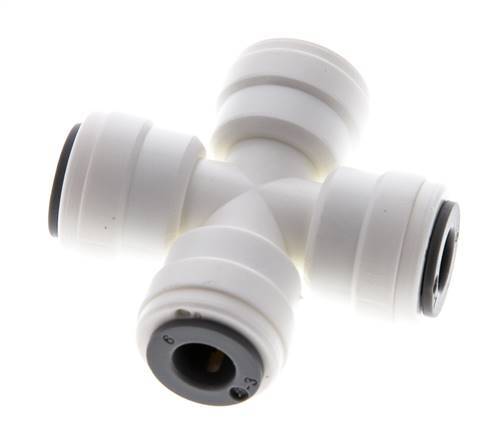 6mm Cross Push-in Fitting POM EPDM FDA [2 Pieces]