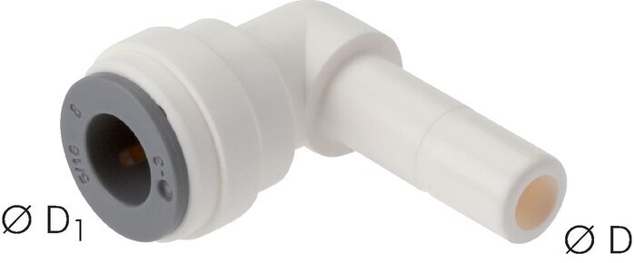 6mm x 6mm 90deg Elbow Push-in Fitting with Plug-in POM EPDM [10 Pieces]