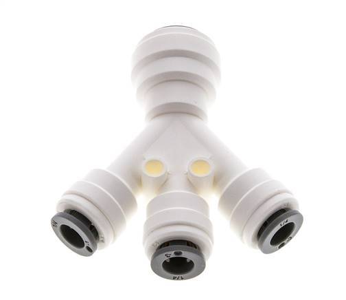 Racor doble en Y de 1/4'' x 3/8'' POM EPDM 3 salidas [2 piezas]
