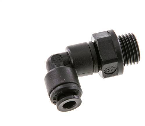 Codo de 90 grados 5mm x G1/4'' con rosca macho POM NBR giratorio [2 piezas]