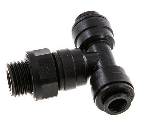 Racor en T de 6mm x G1/4'' con rosca macho Latón NBR Giratorio