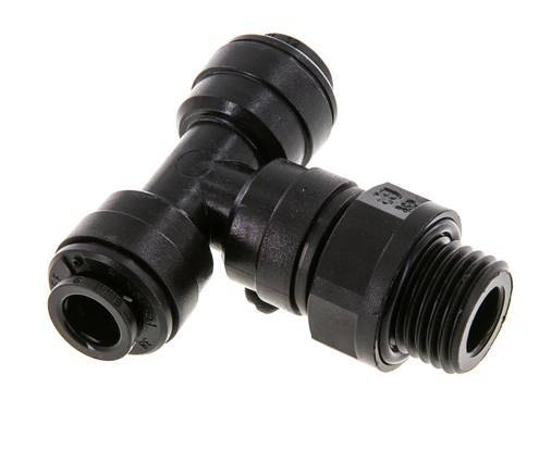 Racor en T de 6mm x G1/4'' con rosca macho Latón NBR Giratorio