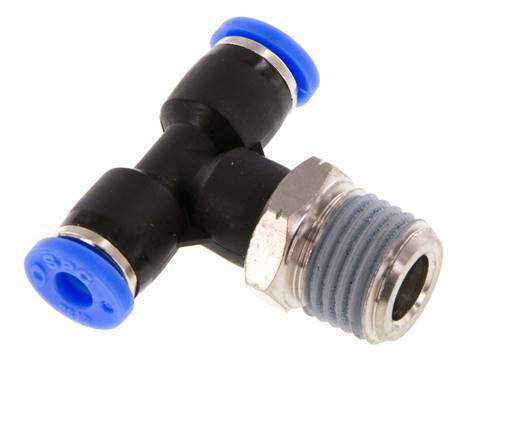 Racor en T de 5/32'' x 1/4'' NPT con rosca macho Latón/PBT NBR giratorio [2 piezas]