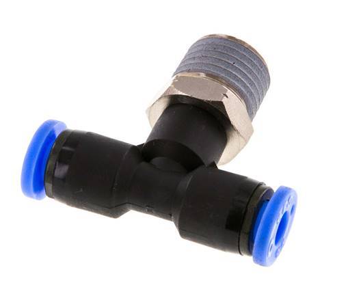 Racor en T de 3/16'' x 1/4'' NPT con rosca macho latón/PBT NBR giratorio [2 piezas]