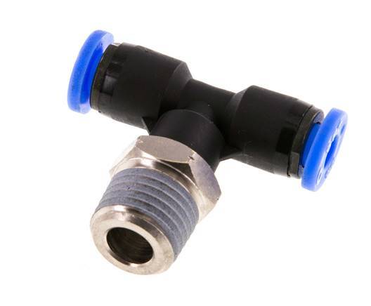 Racor en T de 3/16'' x 1/4'' NPT con rosca macho latón/PBT NBR giratorio [2 piezas]