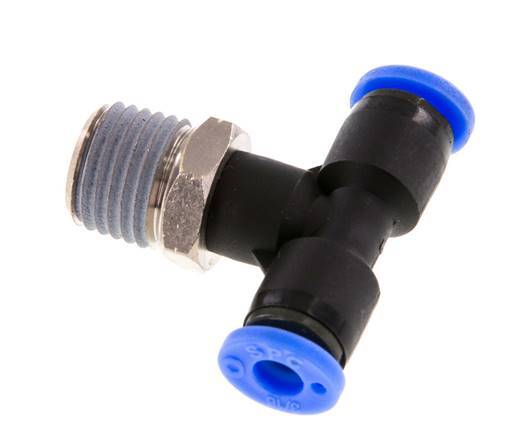 Racor en T de 3/16'' x 1/4'' NPT con rosca macho latón/PBT NBR giratorio [2 piezas]
