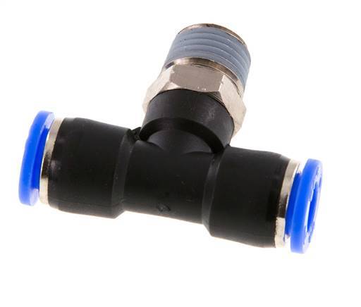 Racor en T de 5/16'' x 1/4'' NPT con rosca macho latón/PBT NBR giratorio [2 piezas]