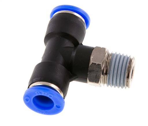 Racor en T de 5/16'' x 1/4'' NPT con rosca macho latón/PBT NBR giratorio [2 piezas]
