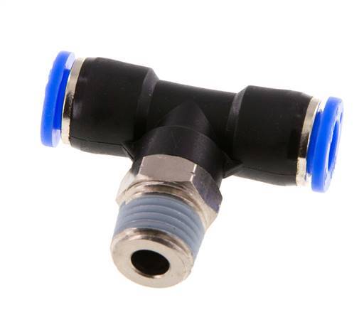 Racor en T de 5/16'' x 1/4'' NPT con rosca macho latón/PBT NBR giratorio [2 piezas]