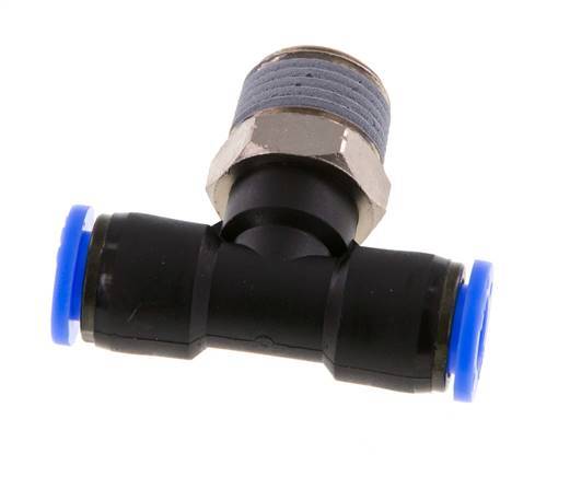 Racor en T de 5/16'' x 3/8'' NPT con rosca macho latón/PBT NBR giratorio [2 piezas]