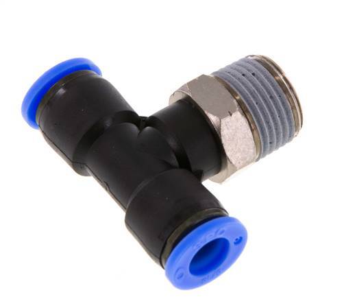 Racor en T de 5/16'' x 3/8'' NPT con rosca macho latón/PBT NBR giratorio [2 piezas]