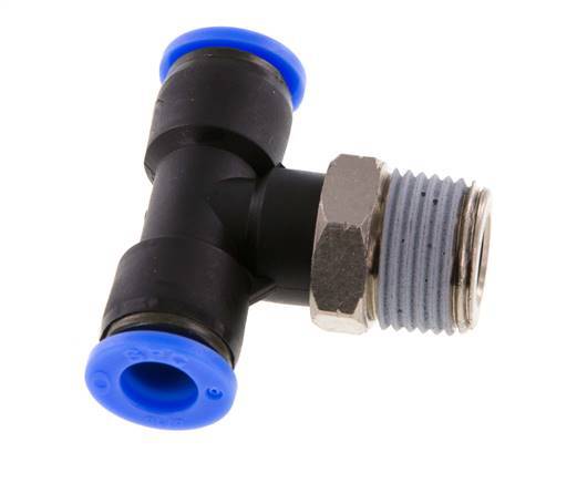 Racor en T de 5/16'' x 3/8'' NPT con rosca macho latón/PBT NBR giratorio [2 piezas]