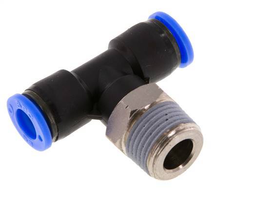 Racor en T de 5/16'' x 3/8'' NPT con rosca macho latón/PBT NBR giratorio [2 piezas]