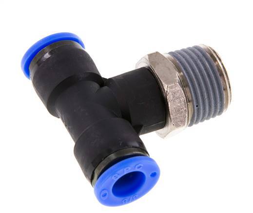 Racor en T de 3/8'' x 1/2'' NPT con rosca macho Latón/PBT NBR Giratorio