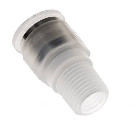 Racor de 10mm x R1 4'' con rosca macho PA/POM NBR
