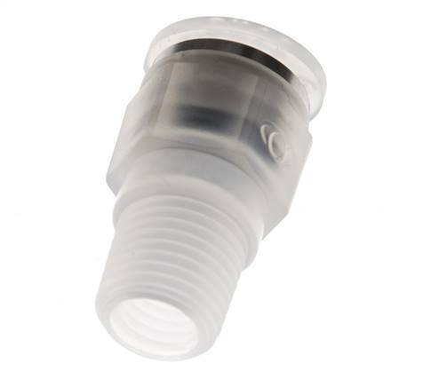 Racor de 10mm x R1 4'' con rosca macho PA/POM NBR