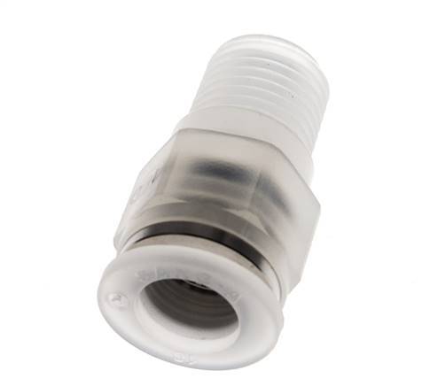 Racor de 10mm x R1 4'' con rosca macho PA/POM NBR