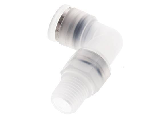Codo de 90 grados 10mm x R1/4'' con rosca macho Latón FKM Giratorio