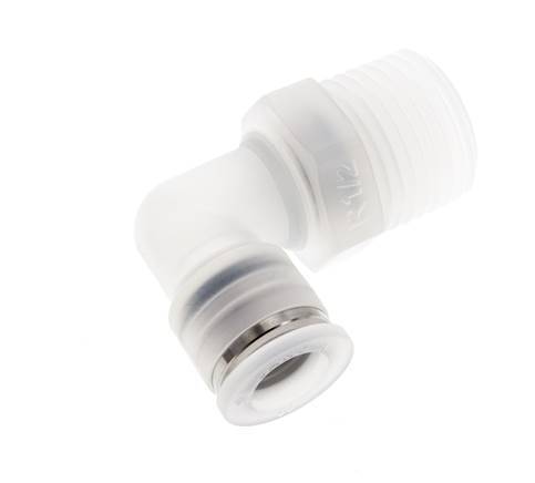 Codo de 90 grados 10mm x R1/2'' con rosca macho Latón FKM Giratorio