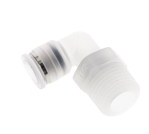 Codo de 90 grados 10mm x R1/2'' con rosca macho Latón FKM Giratorio
